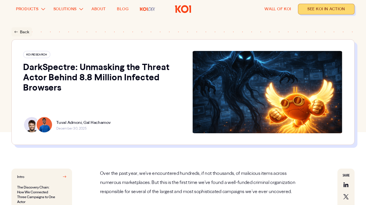 Koi Research report on the DarkSpectre campaign