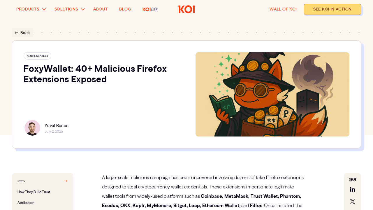 Koi Research report on the FoxyWallet malicious extensions