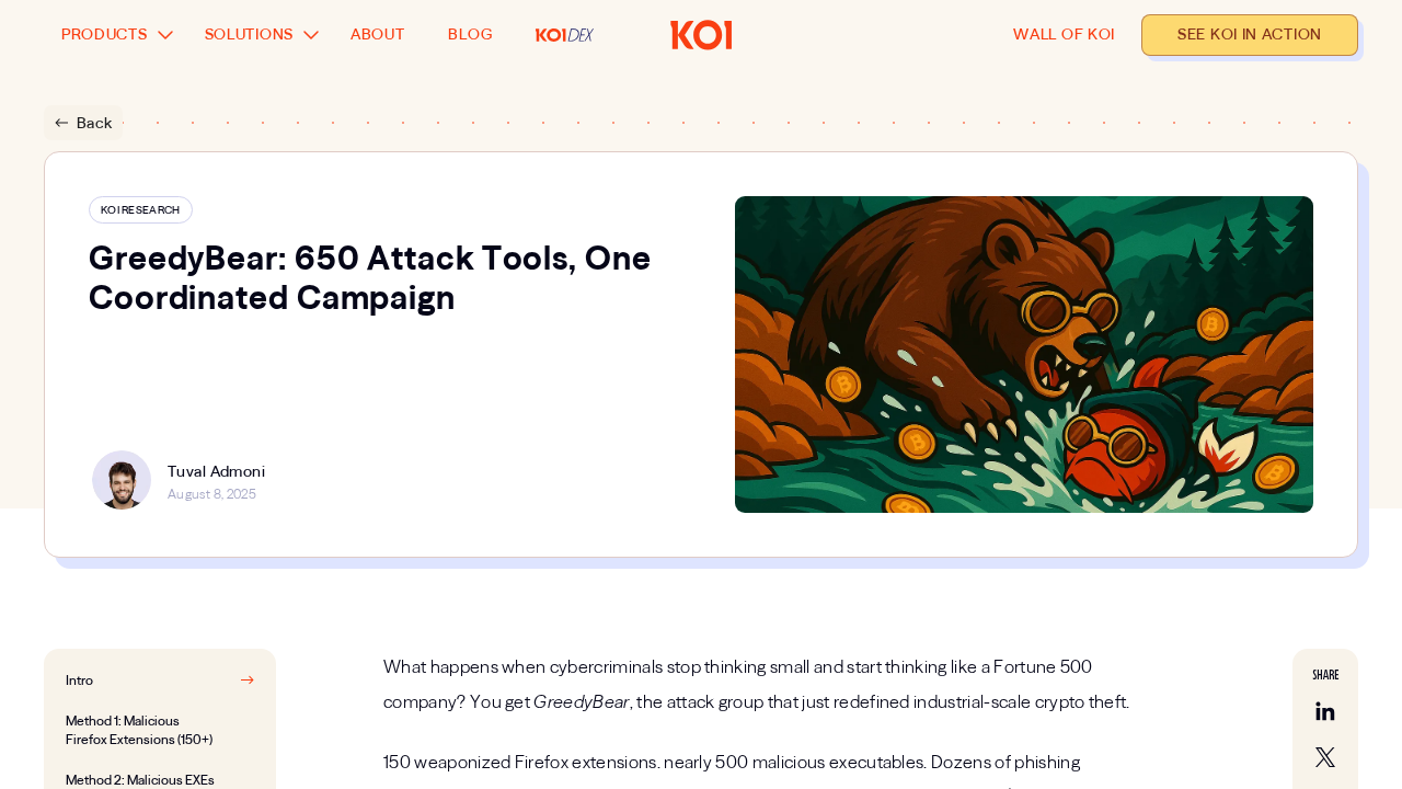 Koi Research report on the GreedyBear campaign