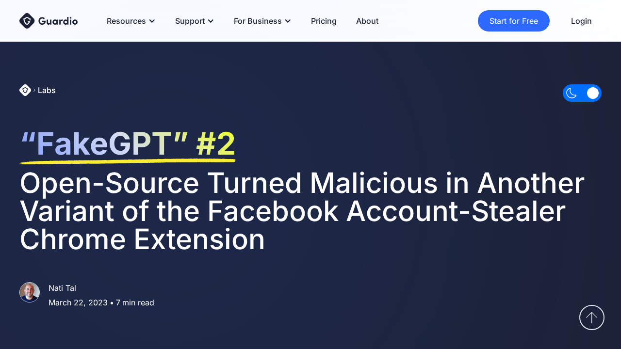 Guardio Labs report on FakeGPT #2 open-source turned malicious