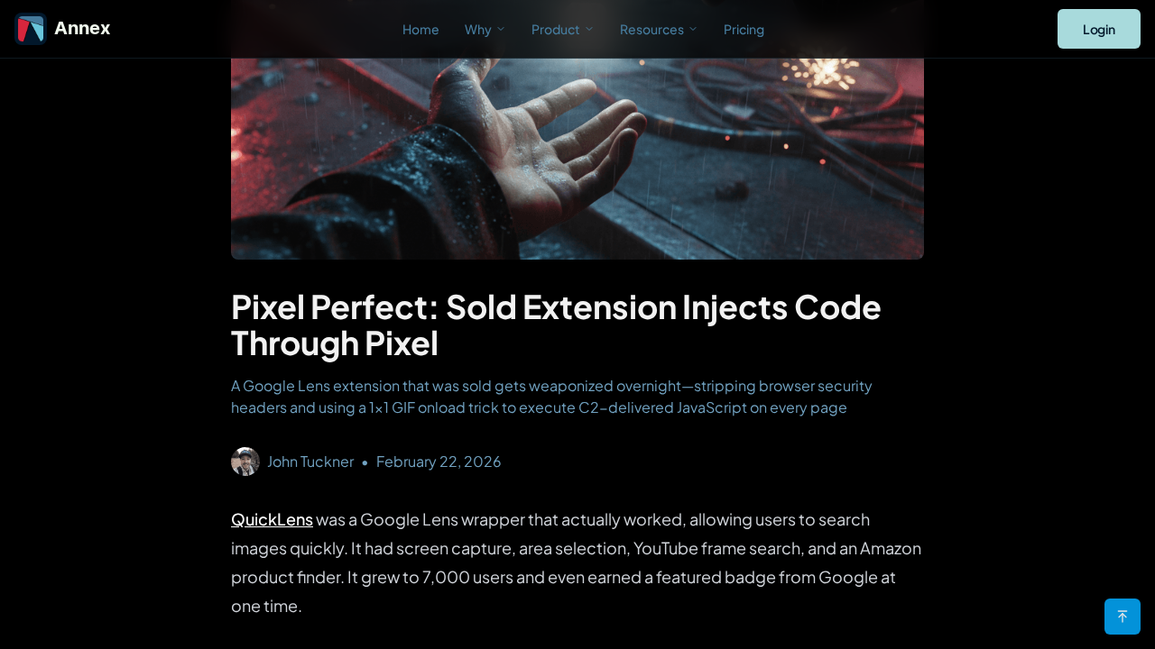 Annex report on PixelPerfect extension abuse