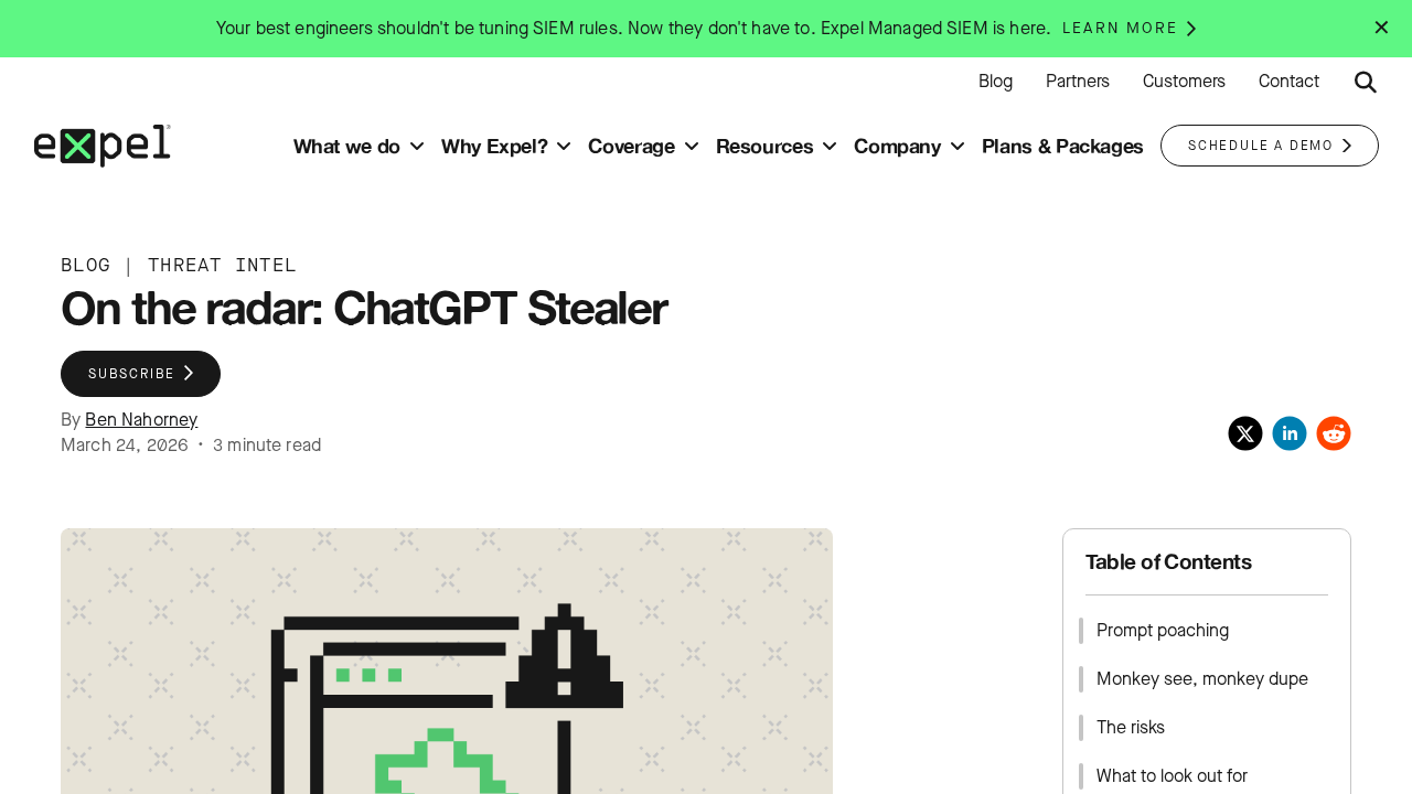 Expel report on ChatGPT stealer prompt poaching