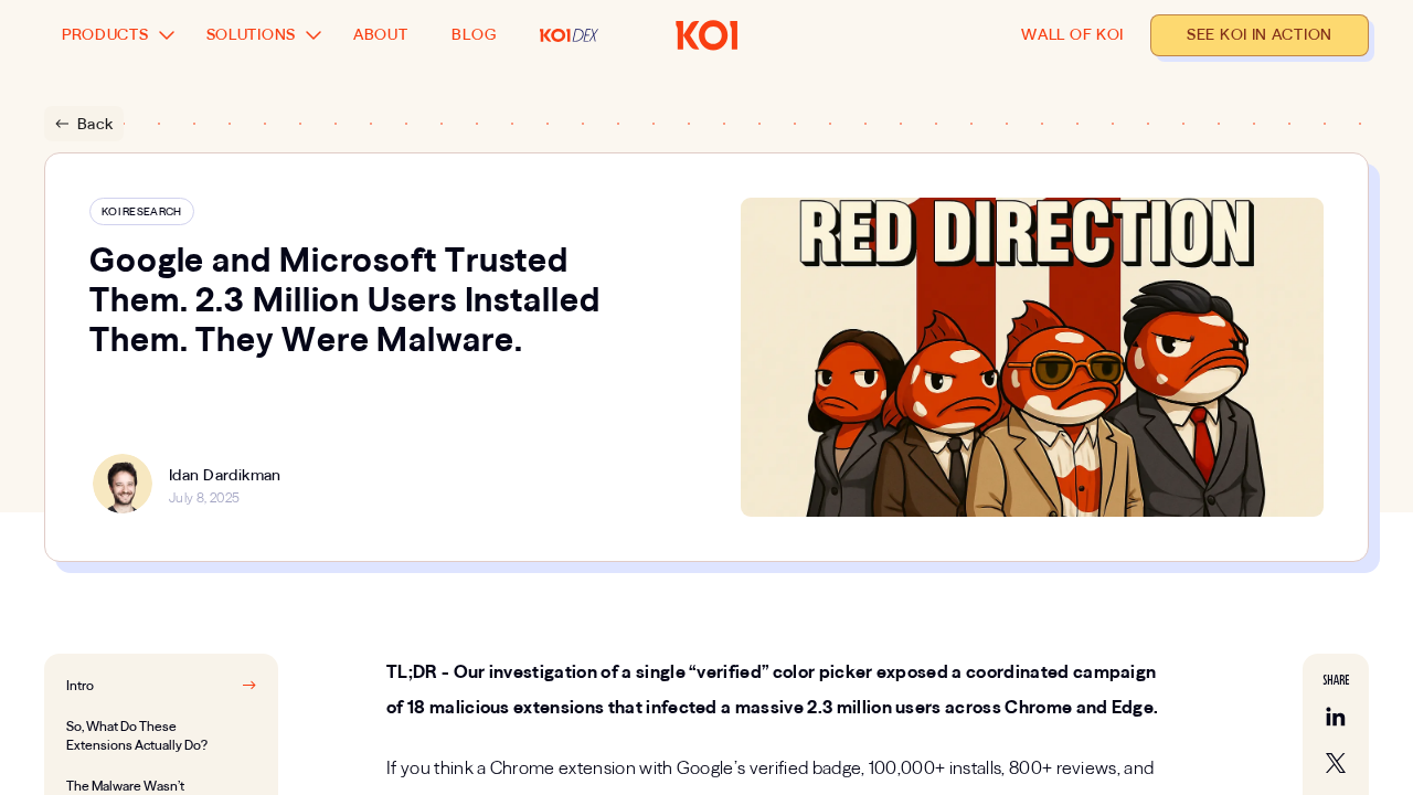 Koi Security report on the RedDirection campaign